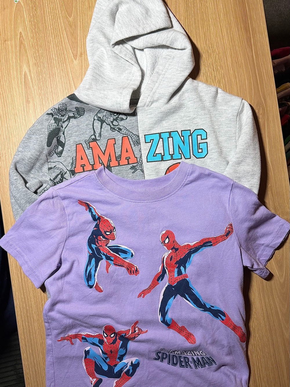 Spider-Man Kids Purple Tee and hoodie